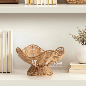 ชามผลไม้ทรงเปลือกหอยทำจากหวายสาน งานแฮนด์เมด ตะกร้าเสิร์ฟรูปทรงเปลือกหอย - Product Image 3