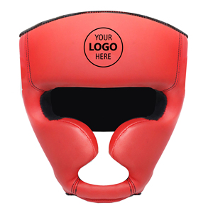 Casque de boxe en PU rouge personnalisable pour adultes avec placement du logo - Product Image 1