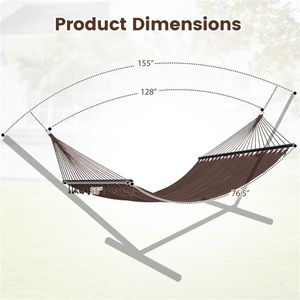 Hamaca Doble de Poliéster para 2 Personas, Estilo Caribeño, Capacidad de Peso de 600 lb, Barras Separadoras de Hierro para Patio y Jardín, Color Marrón, Hoteles - Product Image 4