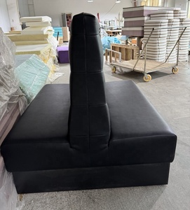 Asientos de cabina de restaurante de cuero con mechones negros, sofá de banquete de comedor comercial para hotel, bar y cafetería - Product Image 6