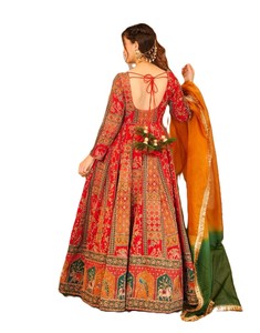 Traditional <b>Red</b> <b>Lehenga</b> Choli Chinon Silk Digital Printed Padded Floor-Length Quick Dry Wedding India Pakistan Women's Party - Product Image 2