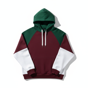 Sudadera con capucha para hombre, de peso pesado, con bloques de color y paneles en contraste, de forro polar, estilo urbano, extragrande, personalizada, al por mayor - Product Image 6