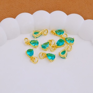 แฮนด์เมด apatite ควอตซ์หยดน้ำสีทอง18K ชุดง่ามทองเหลืองชุบทองสำหรับสร้อยคอและต่างหูแบบ DIY ขายส่งเครื่องประดับ - Product Image 4
