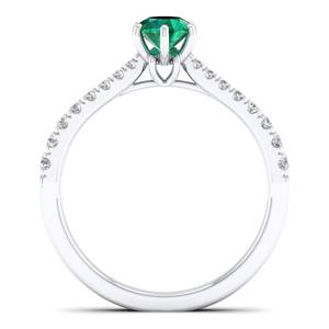 Anillo REYES de Oro Sólido de 14K con Esmeralda de Corte Brillante Redondo de 0.5 Quilates y Moissanita Certificada por GRA, Joyería para Mujer - Product Image 4