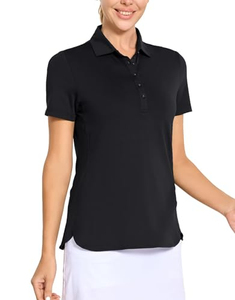 Polo pour femme à manches courtes en coton respirant, coupe ajustée, décontracté, idéal pour le bureau, les voyages, les activités de plein air et le quotidien - Product Image 1