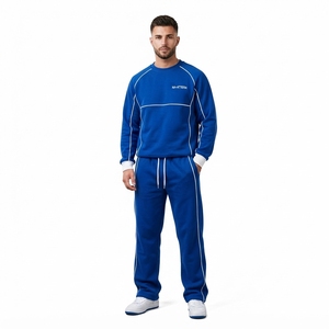 Conjunto de Sudadera y Pantalones Deportivos para Hombre, Color Azul Rey con Ribete en Contraste, Estilo Casual y Urbano - Product Image 1