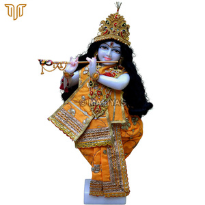 Marble ISKCON Krishna Statue | Handcrafted Lord Krishna Flute Murti | ISKCON Style Krishna Idol | MALIYAS - Product Image 2