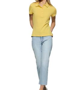 Camiseta de algodón elástico a cuadros de alta calidad, manga corta, transpirable, anti-bolitas, informal, moderna, clásica para mujer, precio al por mayor - Product Image 2