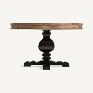 <b>Round</b> Solid Wood Portable Pedestal <b>Dining</b> <b>Table</b> Antique Design Stable Base <b>for</b> Hotel Use - Product Image 4