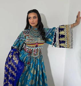 Robe longue afghane Kuchi à manches longues, imprimé floral moderne, meilleure qualité, broderie traditionnelle, dentelle, robe afghane Kuchi - Product Image 2