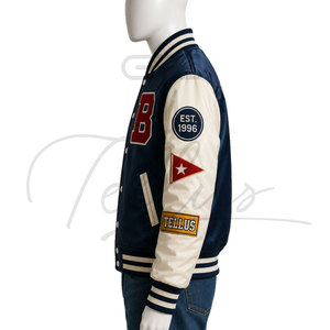 Veste universitaire unisexe pour homme de haute qualité, design personnalisé, col montant, satin doux, boutonnée, streetwear - Product Image 3