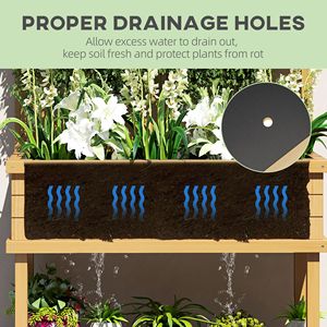 Jardinière carrée en bois naturel avec treillis et trous de drainage pour plantes grimpantes et potager surélevé - Product Image 6