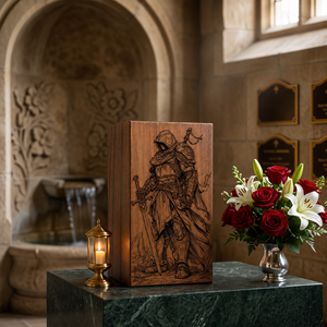 Natural Wood Cremation Urn Engraved <b>Memorial</b> <b>Keepsake</b> <b>Box</b> Custom Pet Ashes Casket Floral Decorative Funeral Supply - Product Image 1