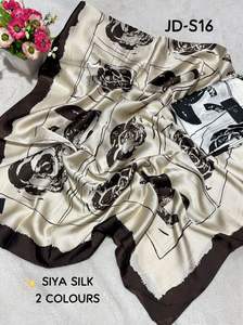 Écharpe d'hiver style hijab en mélange de coton et de soie Siya, broderie florale, polyester et lin, avec tissu en toile, douce et agréable pour la peau - Product Image 6