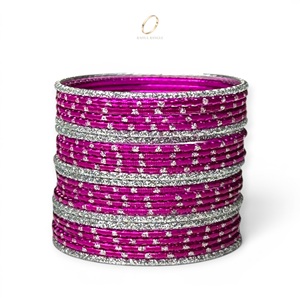 Juego de Brazaletes de Acero Inoxidable Rosa Intenso para Niñas, Joyería de Moda India para Fiestas, Fabricante de Joyería - Product Image 2