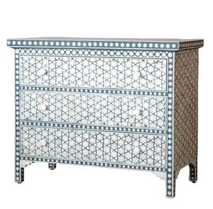 Cajón con Incrustaciones de Hueso de ILAHI, Diseño Moderno con Detalles de Ágata, Mueble Portátil para el Hogar - Product Image 1