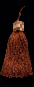 Brown Rayon <b>Tassel</b> With Wooden Cube Top Decorative Fringe - Product Image 2