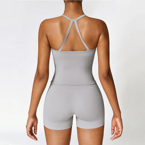 Nuevo Diseño de Conjunto Deportivo de Dos Piezas para Mujer, con Cierre, Manga Larga y Bolsillos, Shorts de Gimnasio y Yoga - Product Image 6