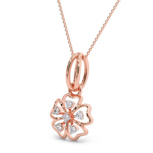 จี้สร้อยคอรูปดอกโคลเวอร์ห้ากลีบประดับเพชรทองคำ - Product Image 3