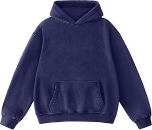 Sudadera con Capucha Azul Marino Oscuro, de Algodón, Lisa, Casual para Adultos, para Todas las Temporadas, Sudadera Promocional, Estilo Vintage, Talla Grande - Product Image 3