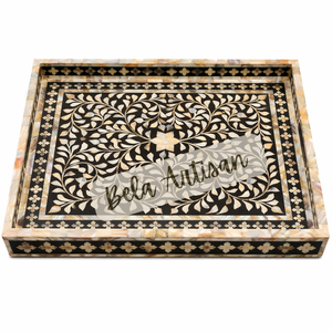 Plateau artisanal en bois et résine époxy bleue Bela, organisateur de souvenirs de luxe, cadeau décoratif, capacité 0-1L - Product Image 2