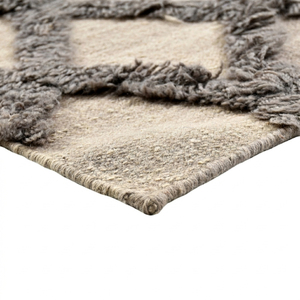 DECORDEC Custom Handmade Wool Thick Non-Slip Eco-Friendly Modern Ivory <b>Grey</b> High Low Textured Area <b>Rug</b> Distressed Geometric - Product Image 3