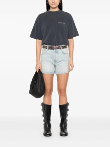 Shorts en jean skinny taille mi-haute pour femme, décontractés d'été avec fermeture boutonnée et broderie - Product Image 4