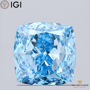 Diamante de Laboratorio CVD de Corte Cuadrado Cojín, 1.01 Quilates, Certificado IGI, Color Azul Intenso, Claridad VVS2, Ideal como Centro de Atención - Product Image 1