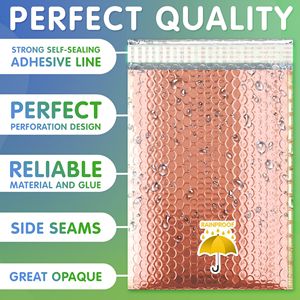 Mailer a bolle in oro rosa metallizzato pacchetto 200 7.25X11 pollici sacchetti in poliestere chiusura auto-chiusura busta opaca impermeabile borse per la spedizione - Product Image 3