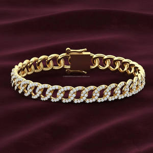 Bracelet maille cubaine en argent sterling 925 avec diamants Moissanite style Iced Out, bijoux hip-hop pour fiançailles et mariage - Product Image 1