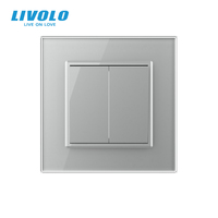Interrupteur mécanique Livolo standard UE 80mm*80mm 1 gang 2 voies, blanc, noir, gris, or, plusieurs couleurs disponibles