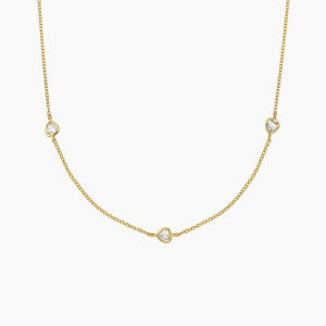 Collier chaîne avec diamant taille cœur serti clos - Product Image 2