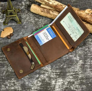 Factory Direct Genuine Leather Tri Fold <b>Wallet</b> <b>Men</b> Custom Logo Leather <b>Card</b> Holder Business Vintage <b>Wallet</b> LTW-0126 - Product Image 5