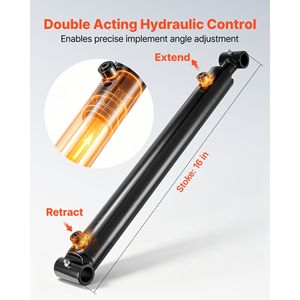Vérin hydraulique à double effet, alésage 2 po x course 16 po, 3500 PSI, robuste, avec tube transversal soudé - Product Image 4