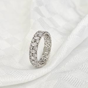 Bague d'éternité en or blanc 14K et 18K de luxe cultivée en laboratoire bague de fiançailles en diamant taille marquise et brillant pour femmes pour les mariages - Product Image 6