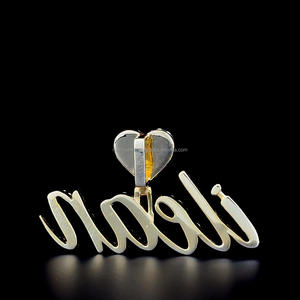 Pendentif avec nom élégant Design Hip Hop en forme de coeur Bail Pendentif en diamant plaqué or Cadeau pour votre petit ami - Product Image 4