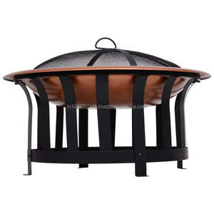 Outdoor copper <b>fire</b> <b>pit</b> for backyard patio heating with rustic hammered finish design and sturdy stand - Product Image 3