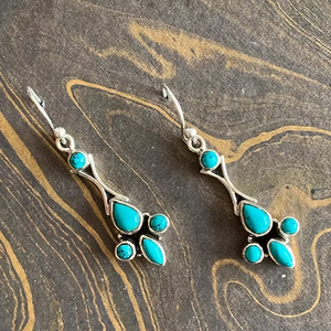 Boucles d'oreilles pour femmes en argent oxydé 925 avec pierres turquoise multiples, pour toutes les occasions, idéal pour les cadeaux - Product Image 3
