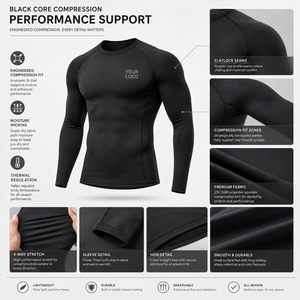 Wholesale Bulk Supplier Custom Logo Breathable Eco-Friendly Quick Dry <b>Long</b> <b>Sleeve</b> <b>Base</b> <b>Layer</b> Shirt Ribbed Cuff Hem Thermal - Product Image 5
