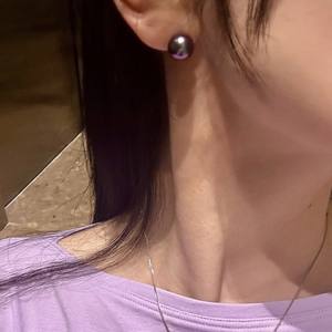 10-11mm <b>Purple</b> Freshwater Pearl <b>Earrings</b> Edison Mirror Light Perfectly Round & Basically Flawless Zhuji Naturalpearl - Product Image 1