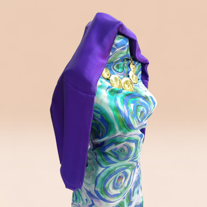 Dirac Alemán-Suizo Azul Verde con Estampado de Círculos Abstractos y Gorgor Bordado |   Vestido somalí de lujo - Product Image 2