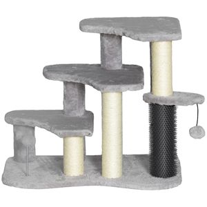 Torre Tiragraffi 2-in-1 per Gatti con Scala a 3 Gradini, Include Tiragraffi, Posti per Massaggiare e Palline Giocattolo per Letti Alti o Divani - Product Image 1