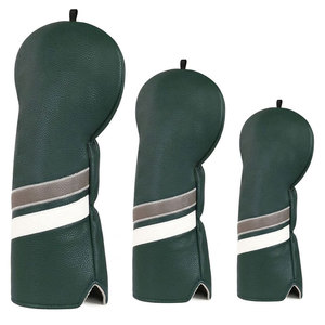 ชุดคลุมหัวไม้กอล์ฟหนังสีดำ Salva Leather Eco-Friendly ขนาด 12 นิ้ว บรรจุภัณฑ์แบบกำหนดเอง ลายนูน ลายทางสีแดง/ขาว - Product Image 4
