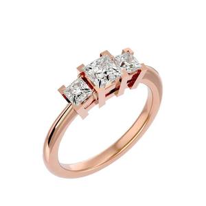 <b>925</b> <b>Silver</b> Moissanite Three Stone Princess Cut <b>Ring</b> Rose Gold Plated Elegant Engagement Anniversary Party Jewelry for Women - Product Image 3