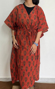 Vestido Kaftan Maxi de Algodón Estampado Cómodo para Mujer, con Corte Holgado y Estampados Vibrantes - Product Image 3