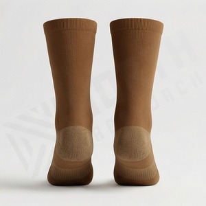 Chaussettes en coton tricoté marron uni respirantes pour usage quotidien, chaussettes décontractées pour adultes, automne - Product Image 2