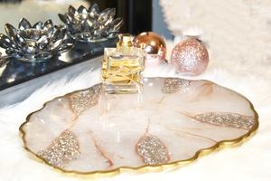 ถาดเรซิ่นไข่มุกทำด้วยมือขอบทองหินอ่อนและขอบแก้วงานฝีมือแบบไร้กาลเวลากำหนดขนาดเอง - Product Image 4