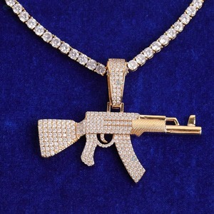 จี้ปืน AK47 ฮิปฮอป เงินแท้ 925 ประดับโมอิสซาไนต์แบบไมโครเพฟ สำหรับผู้ชาย เหมาะสำหรับงานปาร์ตี้ หรูหรา ชุบทอง 18K - Product Image 6