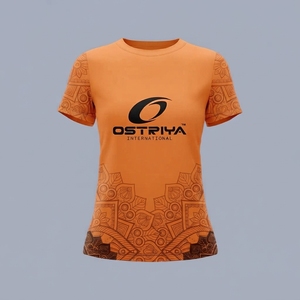 Camiseta de Mujer con Diseño Tribal, Transpirable y Ligera, de Manga Corta, Cuello Redondo, Colores Sólidos, de Secado Rápido - Product Image 3