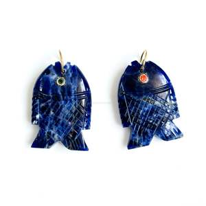 Pendentif poisson en sodalite naturelle AAA, en argent 925, fait main, breloque poisson en pierre précieuse, collier sculpté à la main, bijoux en cristal de guérison pour la création de bijoux - Product Image 4